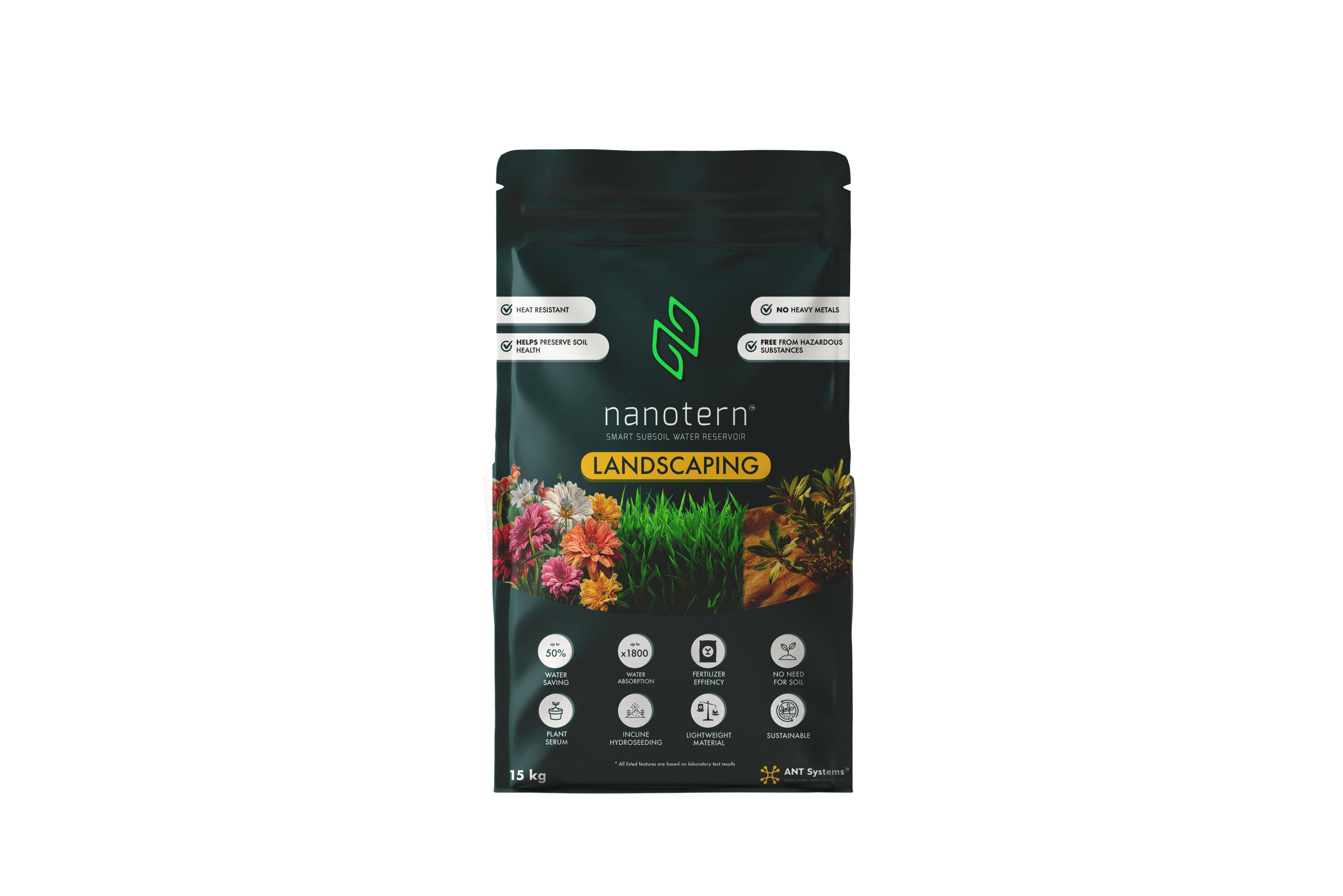 Nanotern Landscaping 15kg water retention granules – bulk superabsorbent polymer for large landscaping and turf projects