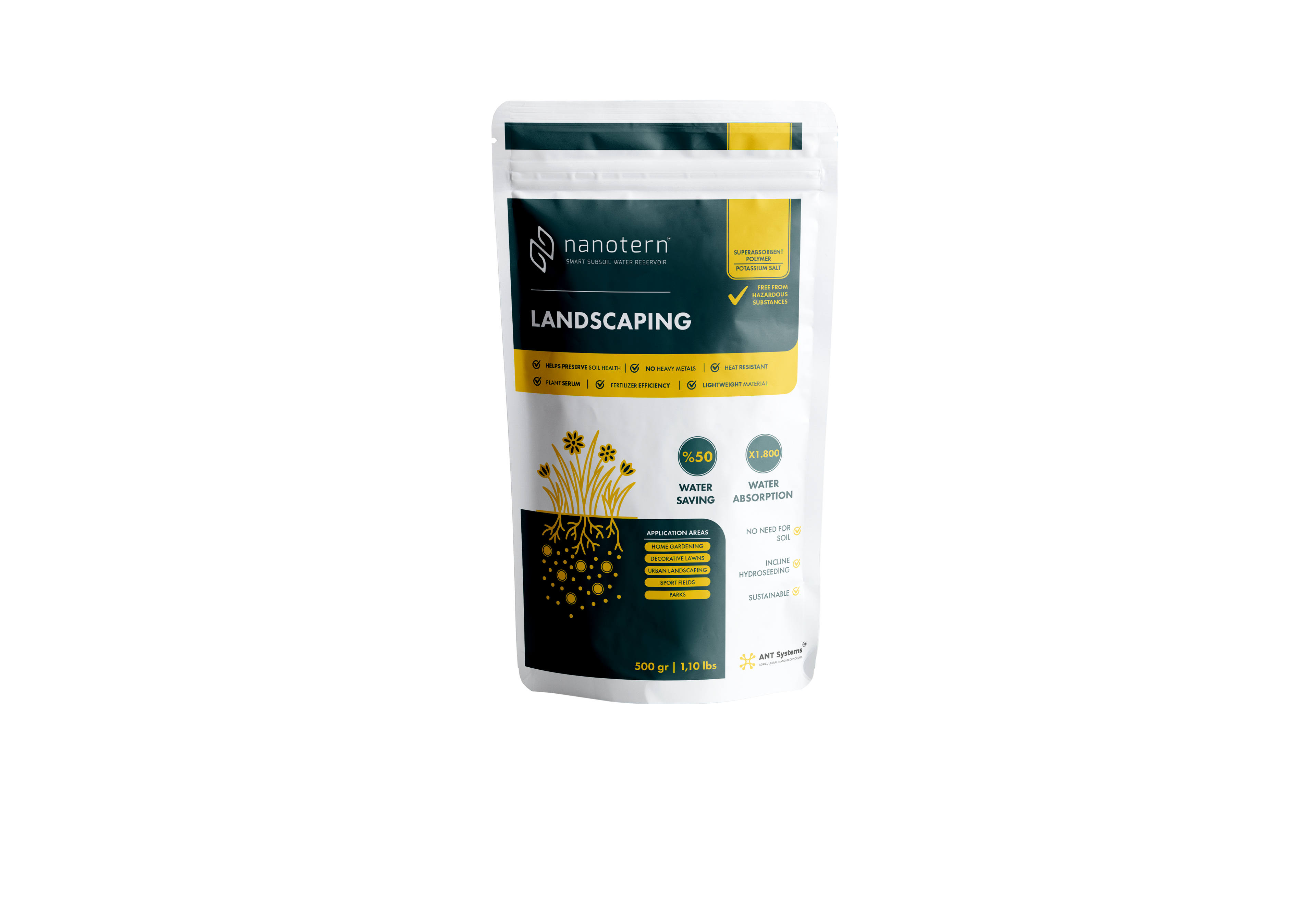 Nanotern Landscaping 500g water retention granules for soil – superabsorbent polymer for lawns, turf and planting